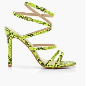Snake strappy heels
